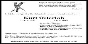 Kurt Osterloh verstorben