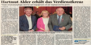 Ortsheimatpfleger Hartmut Alder erhält Verdienstkreuz